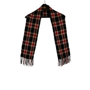 Forecaster of Boston 100% Acrylic Scarf Fringe Plaid Black Brown Red White Soft